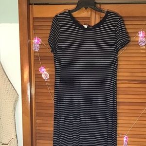 Navy Blue and White Striped Maxi Dress